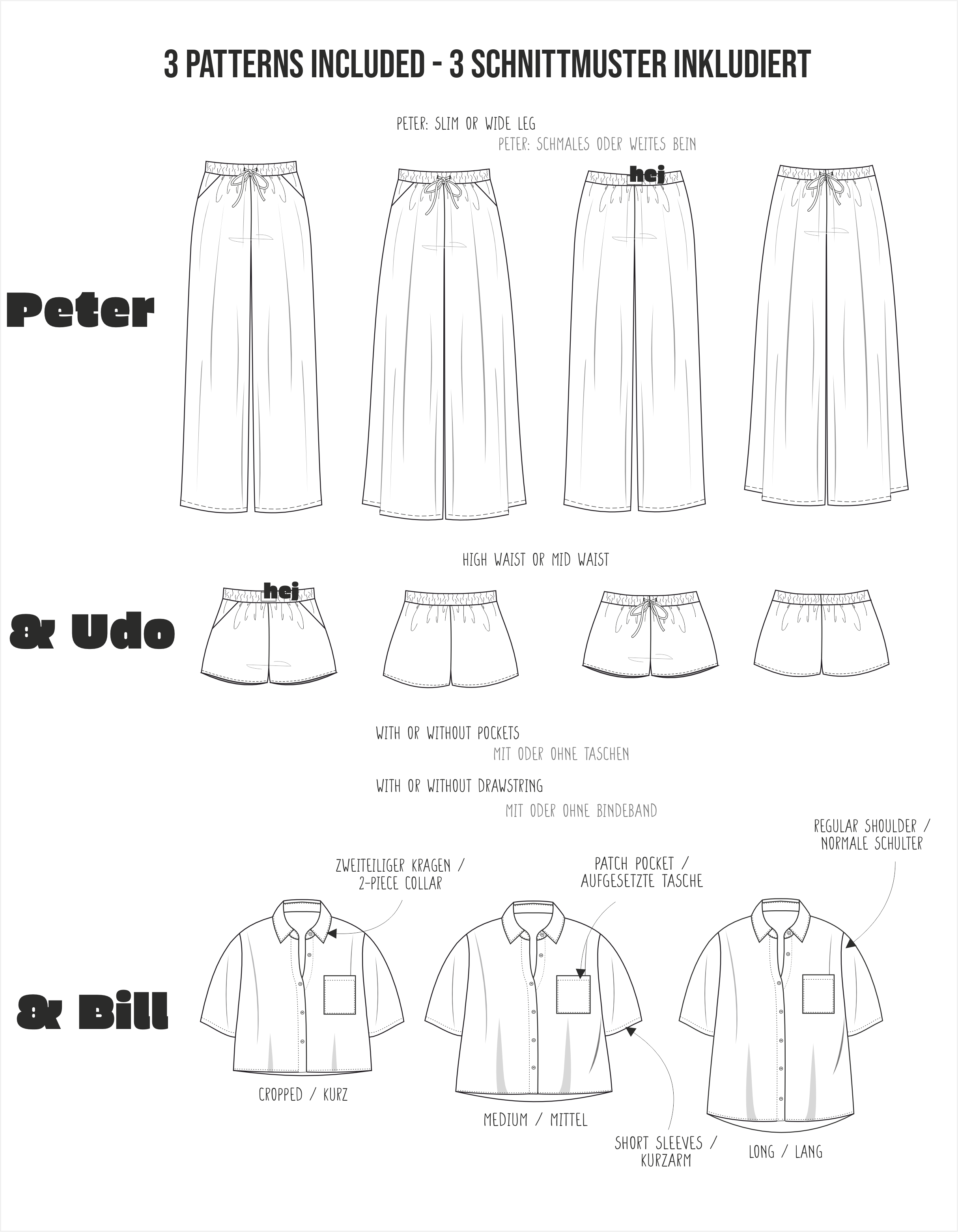 sewing pattern bundle - Peter, Udo & Bill