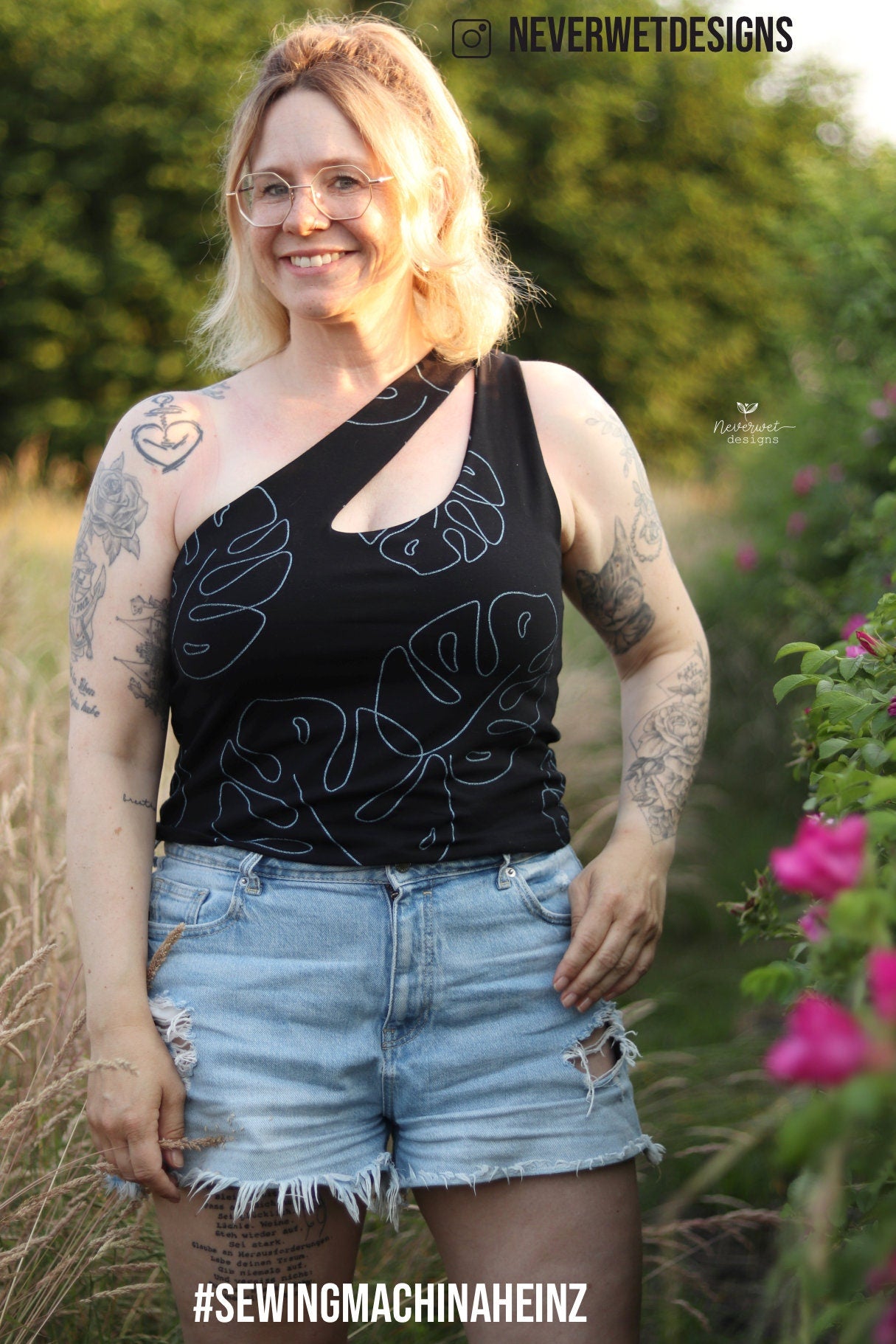 One-Shoulder-Top mit Ausschnitt Heinz PDF Schnittmuster / Schnittmuster mit Video Tutorial