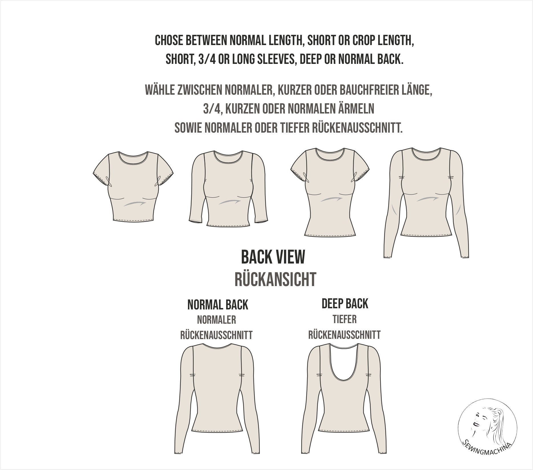 PDF sewing pattern Basic Shirt Bob / Schnittmuster E-Book
