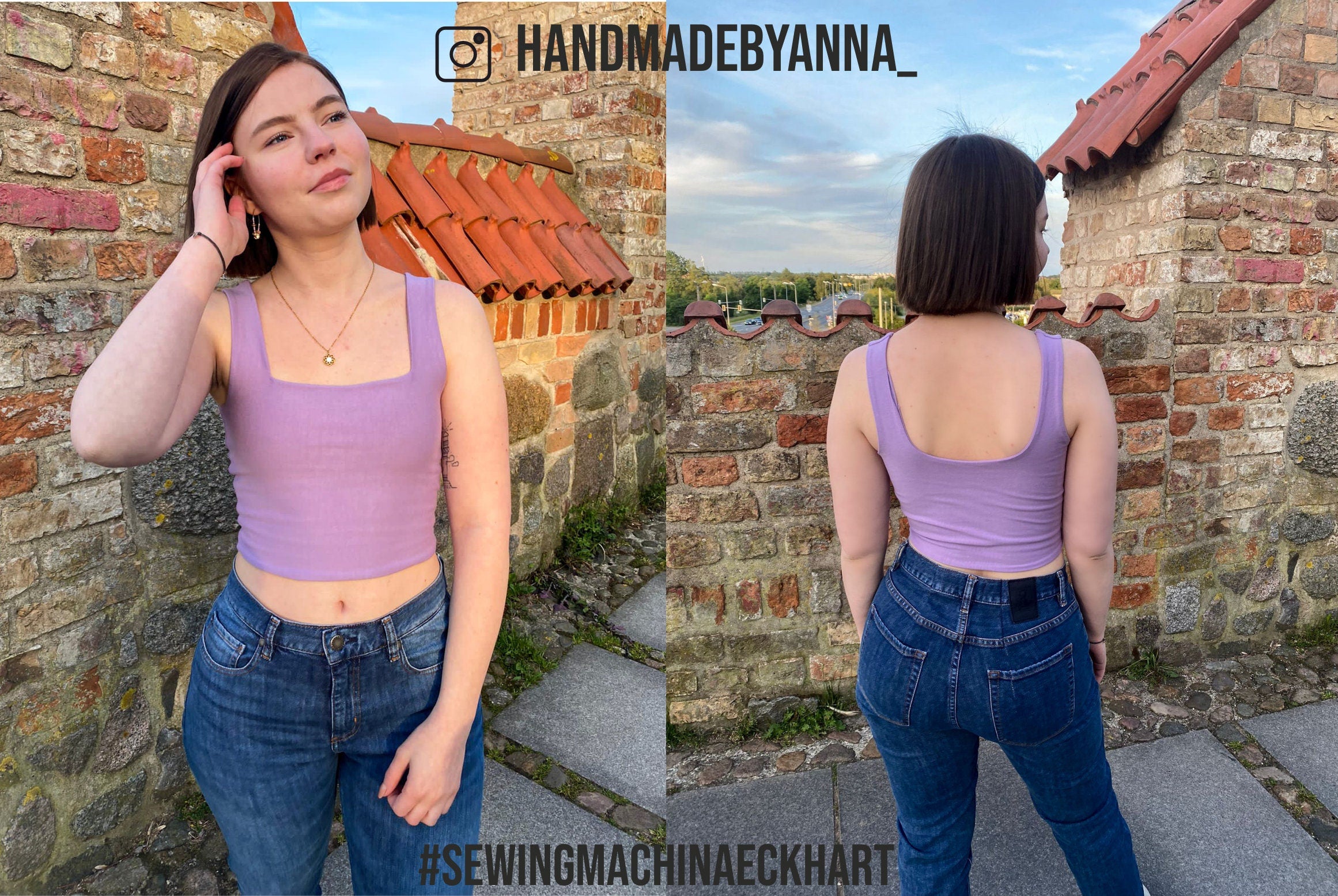 PDF sewing pattern square neck top Eckhart