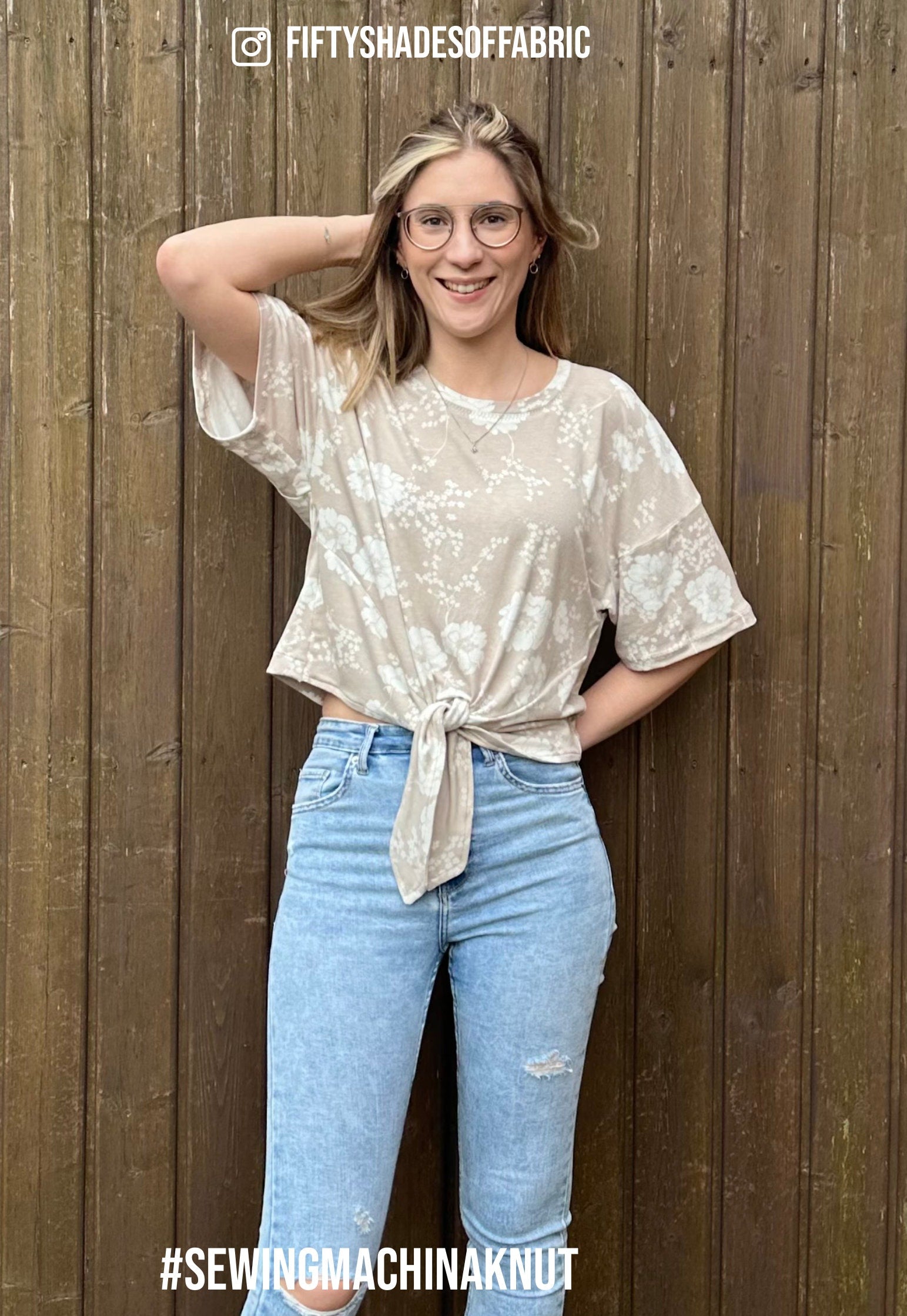 Schnittmuster Oversize Shirt mit Bindeband vorne Knut / PDF Schnittmuster mit Knoten vorn