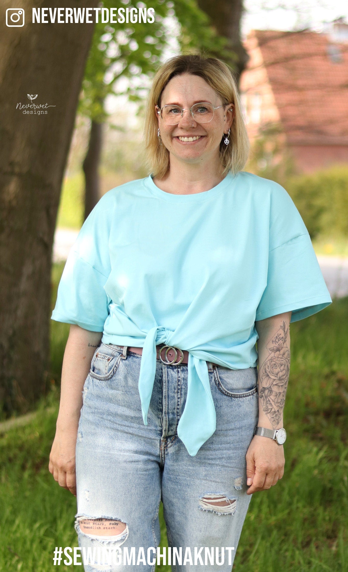 Schnittmuster Oversize Shirt mit Bindeband vorne Knut / PDF Schnittmuster mit Knoten vorn