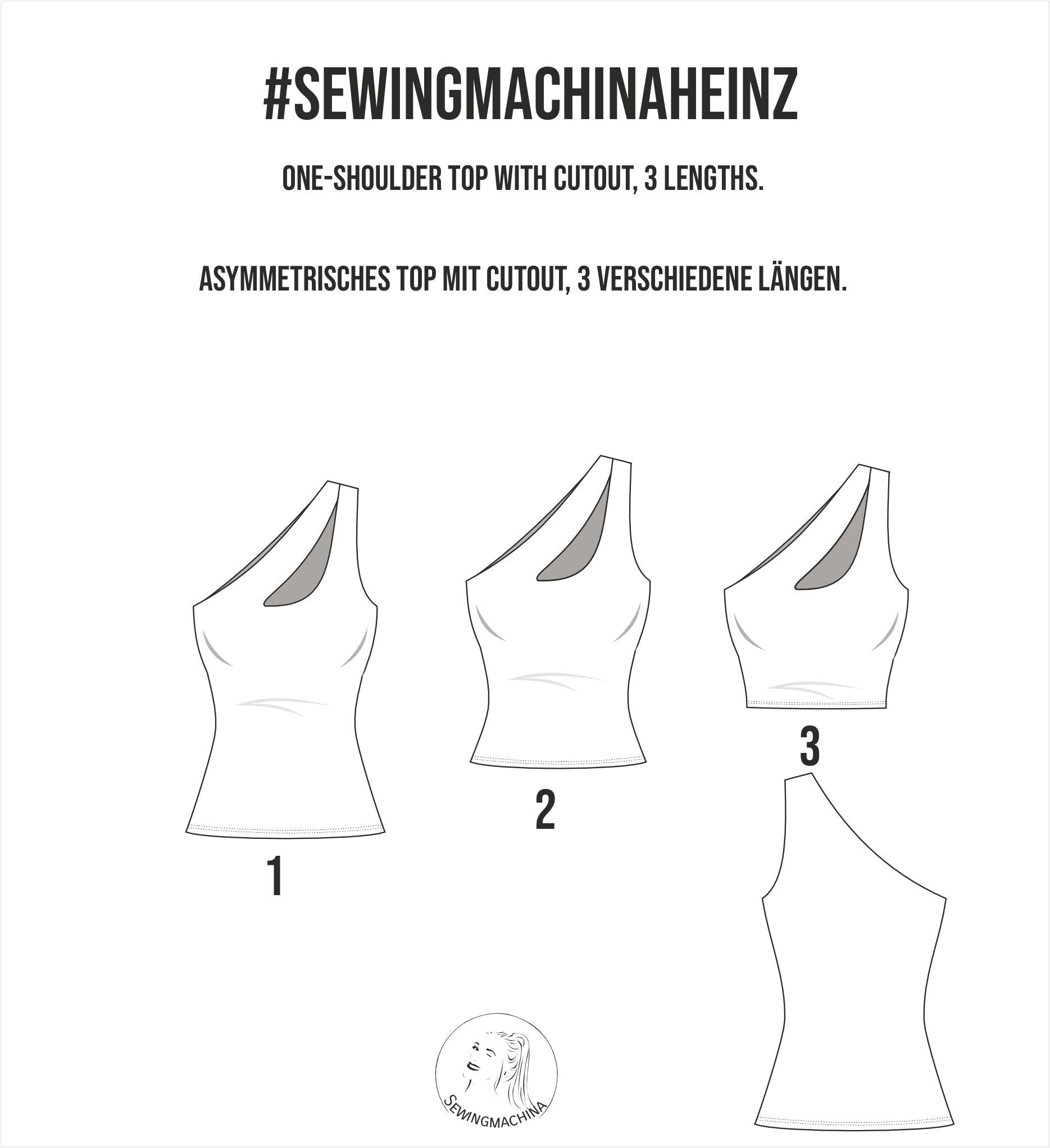 One-Shoulder-Top mit Ausschnitt Heinz PDF Schnittmuster / Schnittmuster mit Video Tutorial