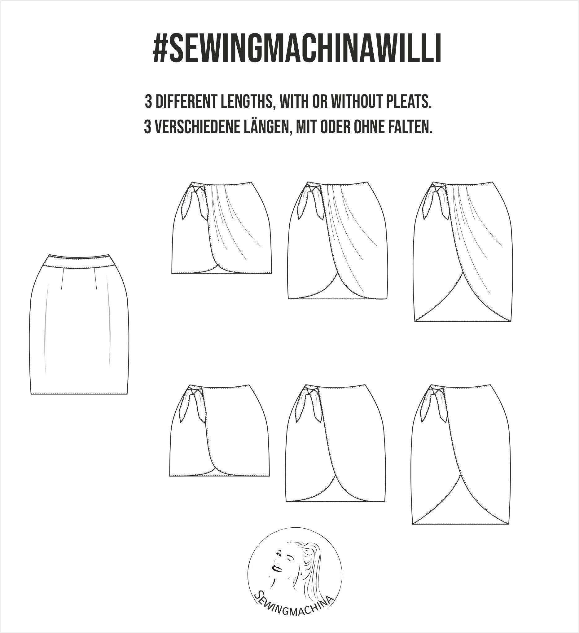 wrap skirt Willi PDF sewing pattern + VIDEO tutorial / Schnittmuster Wickelrock