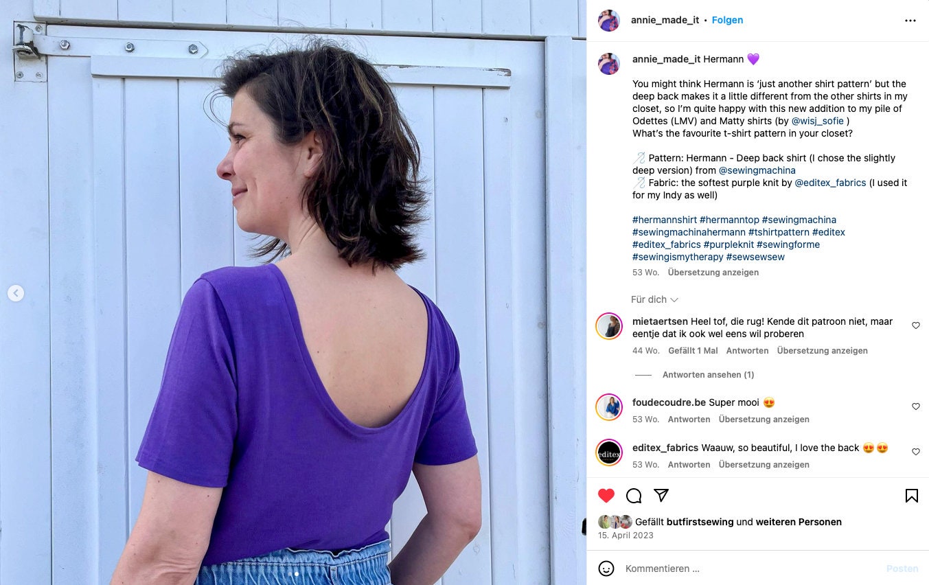 PDF Schnittmuster oversized deep back shirt Hermann / Schnittmuster oversized Shirt E-Book