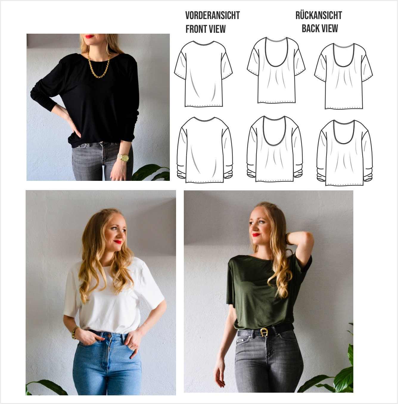 PDF Schnittmuster oversized deep back shirt Hermann / Schnittmuster oversized Shirt E-Book