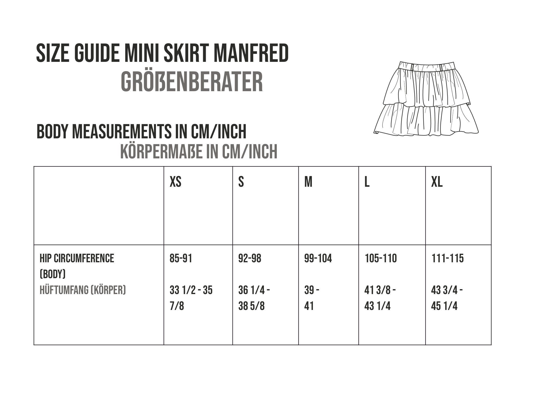 PDF sewing pattern ruffle mini skirt Manfred / Schnittmuster Minirock E-Book