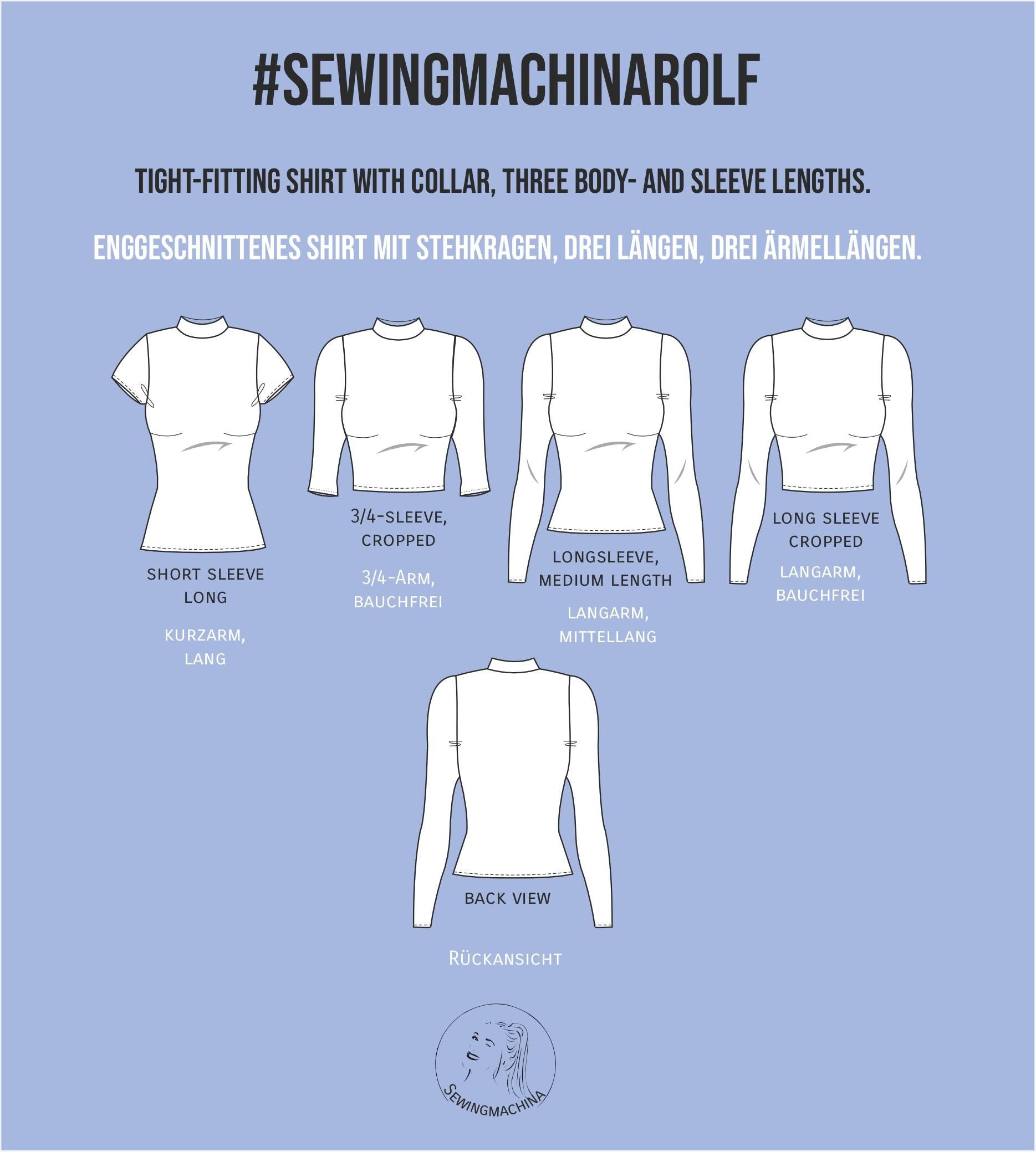 high-neck shirt Rolf / PDF sewing pattern / 3 sleeve and body lengths / video tutorial / beginner-friendly