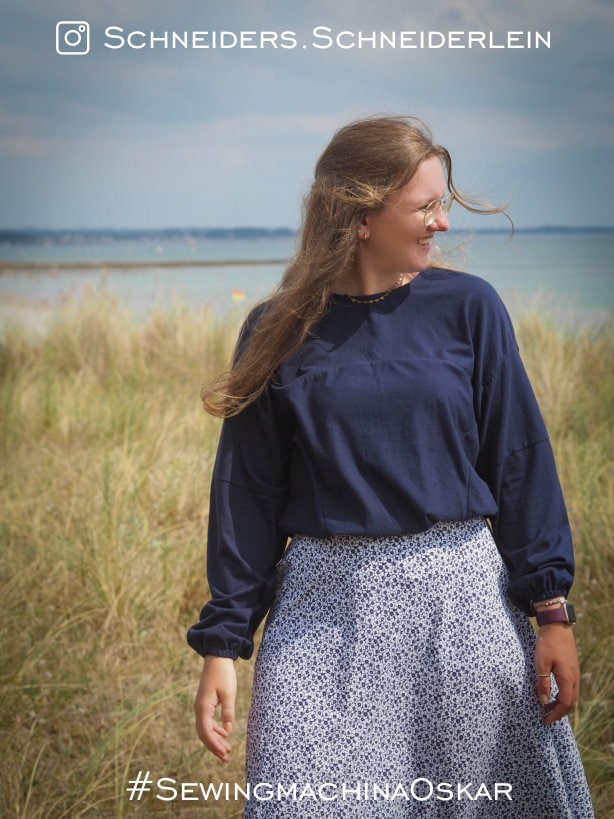 PDF Schnittmuster Oversize Pullover Rundhals oder Half zip Oskar / Video Tutorial / anfängerfreundlich