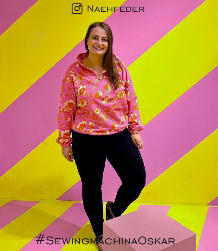 PDF Schnittmuster Oversize Pullover Rundhals oder Half zip Oskar / Video Tutorial / anfängerfreundlich