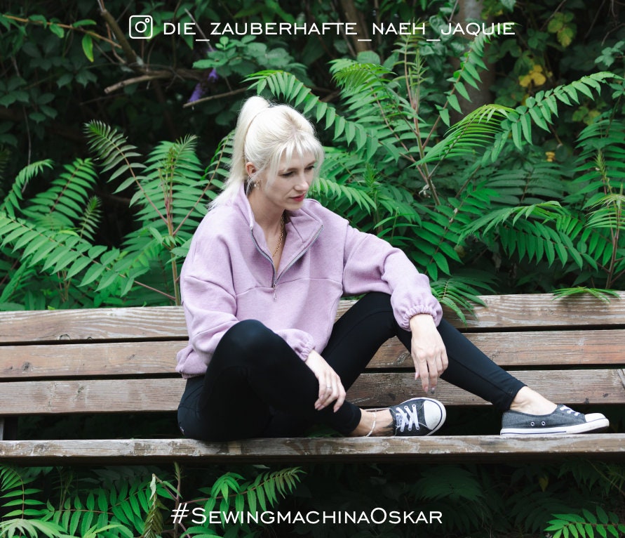 PDF Schnittmuster Oversize Pullover Rundhals oder Half zip Oskar / Video Tutorial / anfängerfreundlich