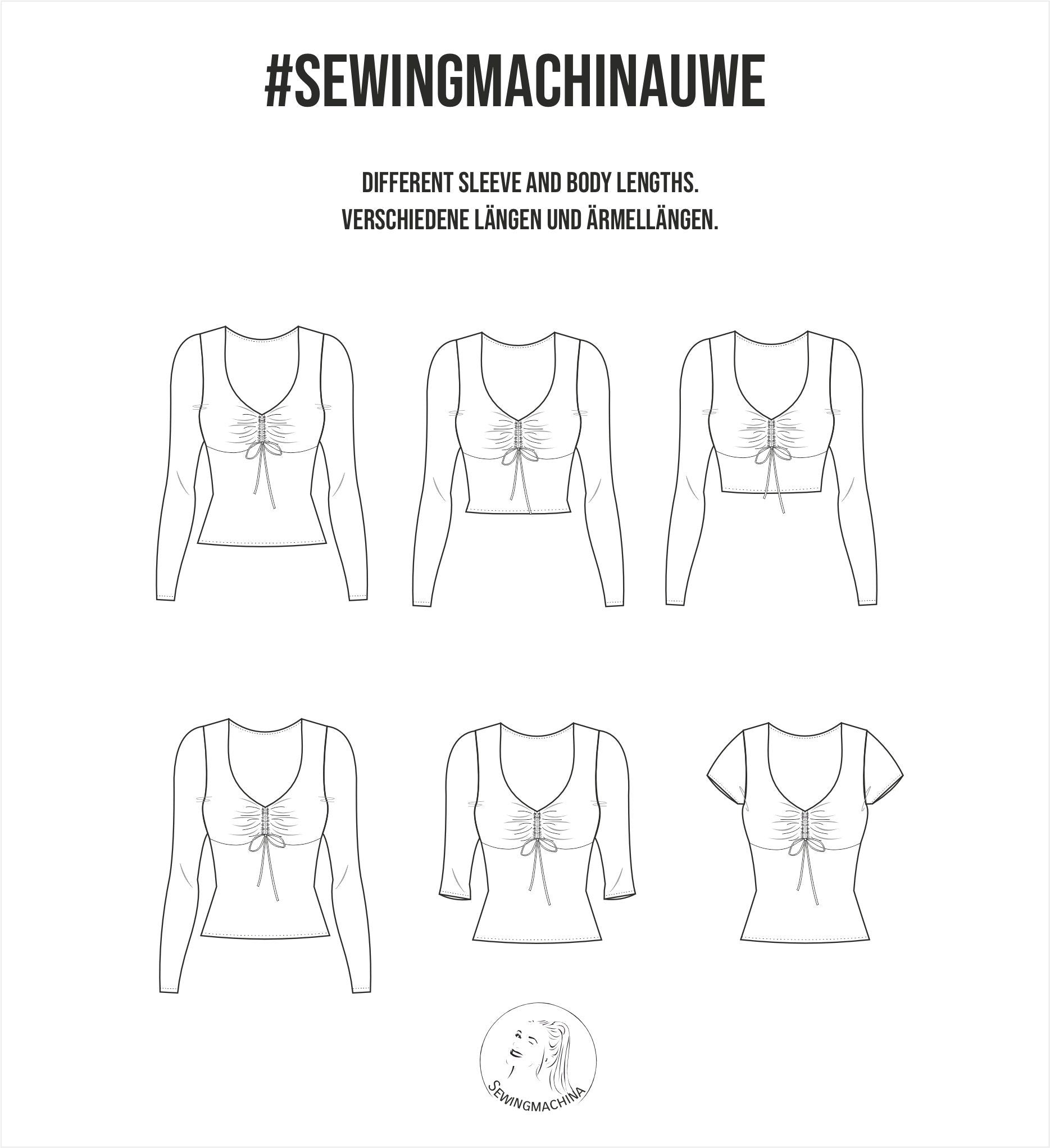 PDF sewing pattern ruched front top Uwe / Schnittmuster Top mit Raffung an der Brust Uwe, E-Book